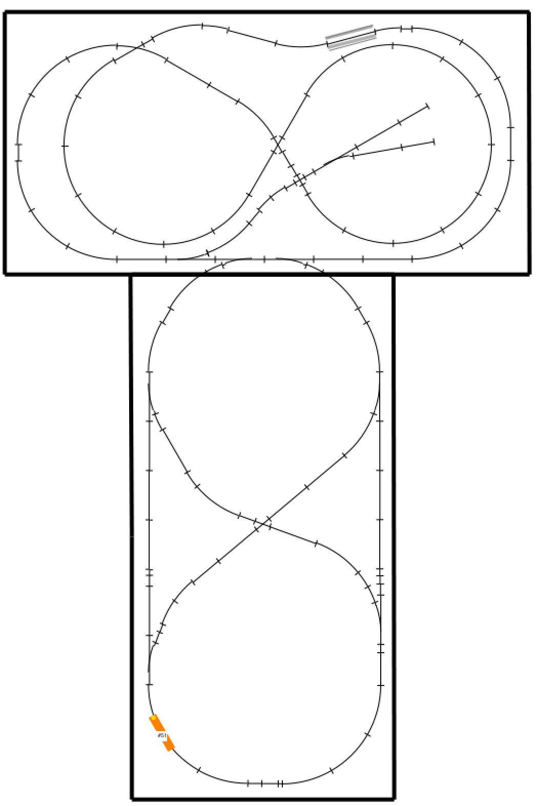 Grand Valley layout track plan with T extension